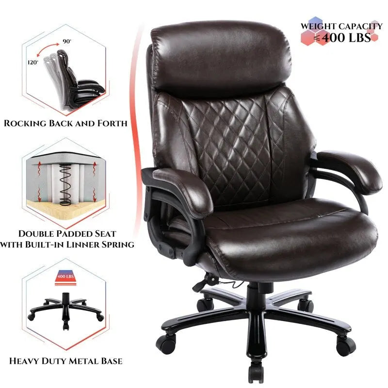 Fauteuil de bureau ergonomique grand dossier et grande taille 400 lb