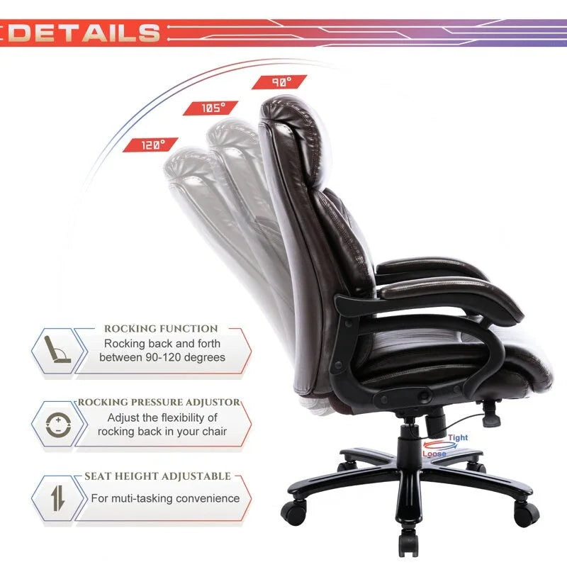 Fauteuil de bureau ergonomique grand dossier et grande taille 400 lb