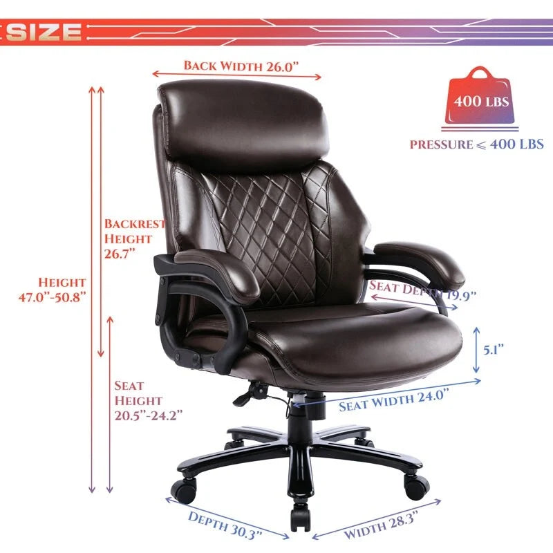 Fauteuil de bureau ergonomique grand dossier et grande taille 400 lb