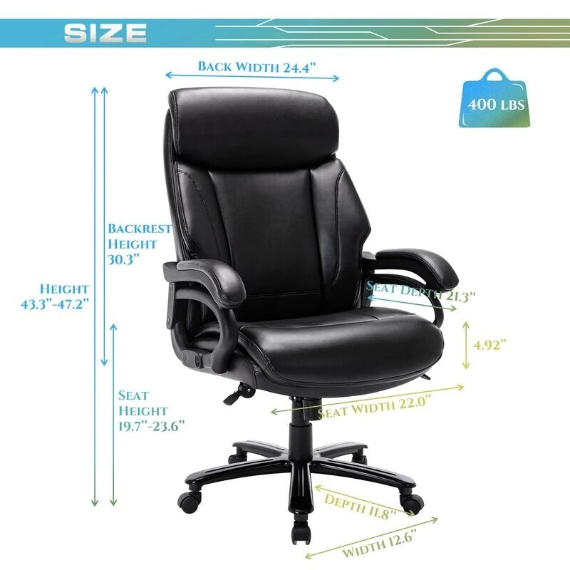 Fauteuil de bureau ergonomique grand dossier et grande taille 400 lb