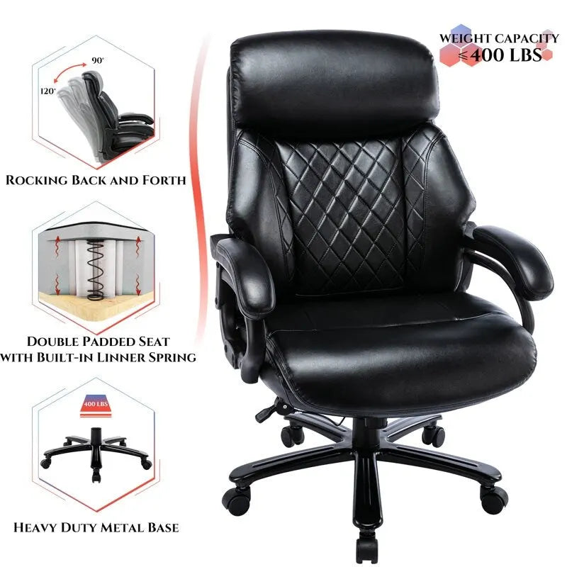 Fauteuil de bureau ergonomique grand dossier et grande taille 400 lb
