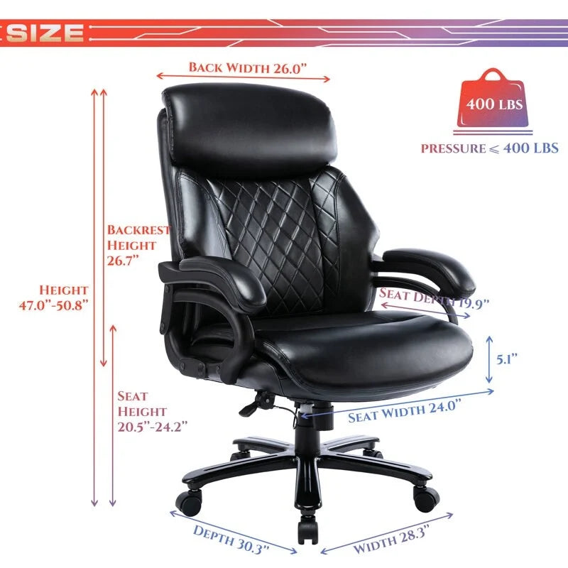 Fauteuil de bureau ergonomique grand dossier et grande taille 400 lb