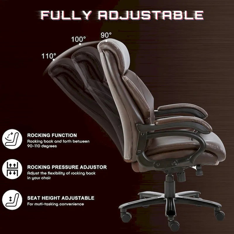 Fauteuil de bureau ergonomique grand dossier et grande taille 400 lb