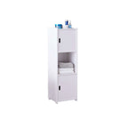 Meuble de Rangement Salle de Bain, Étagère Ouverte avec Portes, Blanc
