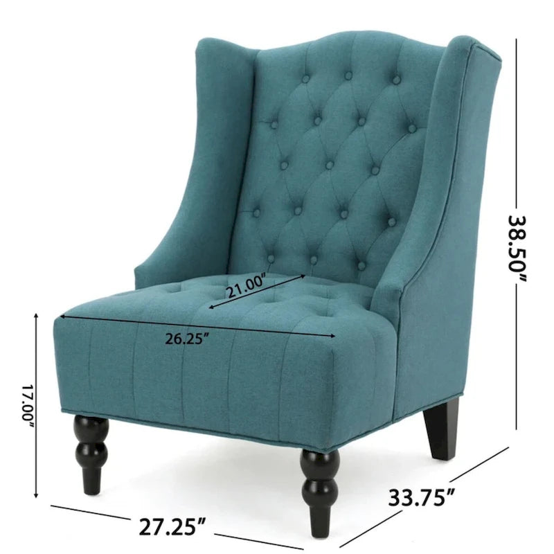 Fauteuil Club Chesterfield Capitonne Grand Dossier avec Pieds en Bois, Design Contemporain