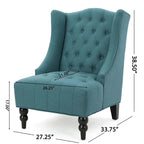 Fauteuil Club Chesterfield Capitonne Grand Dossier avec Pieds en Bois, Design Contemporain