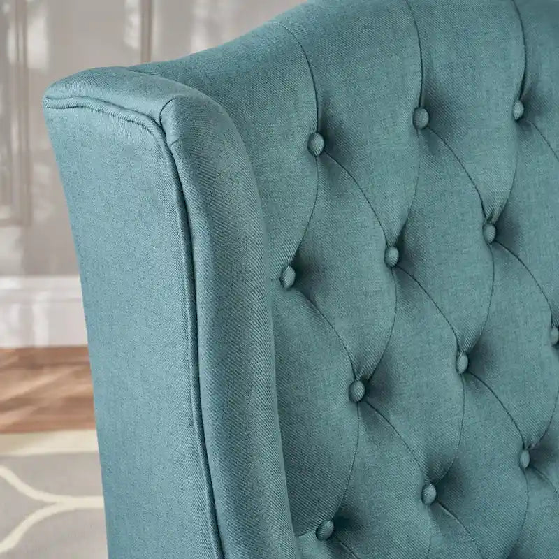Fauteuil Club Chesterfield Capitonne Grand Dossier avec Pieds en Bois, Design Contemporain