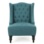 Fauteuil Club Chesterfield Capitonne Grand Dossier avec Pieds en Bois, Design Contemporain