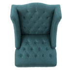 Fauteuil Club Chesterfield Capitonne Grand Dossier avec Pieds en Bois, Design Contemporain