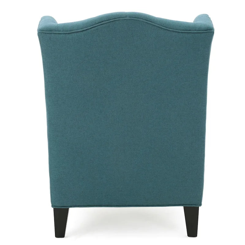 Fauteuil Club Chesterfield Capitonne Grand Dossier avec Pieds en Bois, Design Contemporain