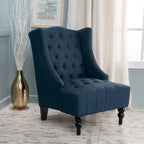 Fauteuil Club Chesterfield Capitonne Grand Dossier avec Pieds en Bois, Design Contemporain