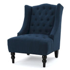 Fauteuil Club Chesterfield Capitonne Grand Dossier avec Pieds en Bois, Design Contemporain