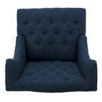 Fauteuil Club Chesterfield Capitonne Grand Dossier avec Pieds en Bois, Design Contemporain