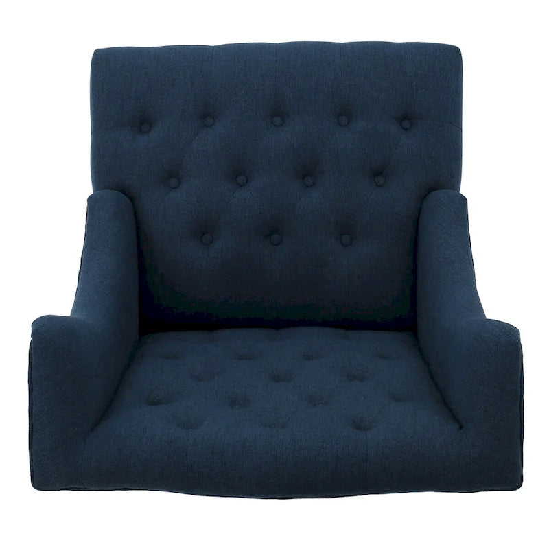 Fauteuil Club Chesterfield Capitonne Grand Dossier avec Pieds en Bois, Design Contemporain