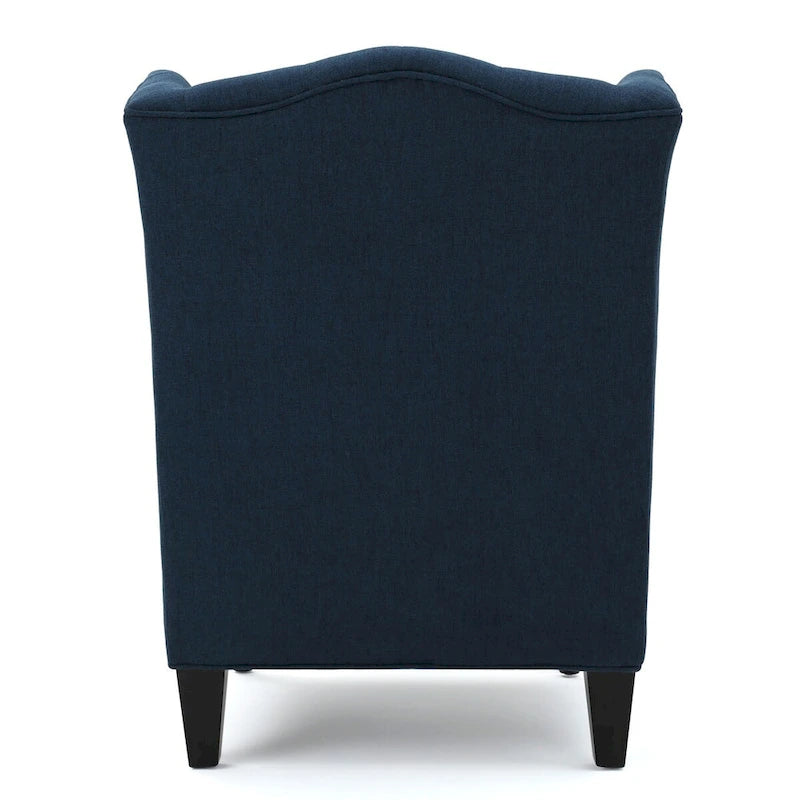 Fauteuil Club Chesterfield Capitonne Grand Dossier avec Pieds en Bois, Design Contemporain