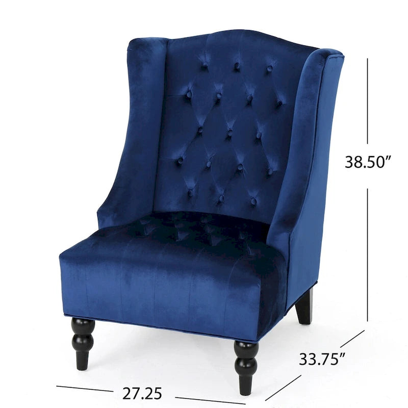 Fauteuil Club Chesterfield Capitonne Grand Dossier avec Pieds en Bois, Design Contemporain