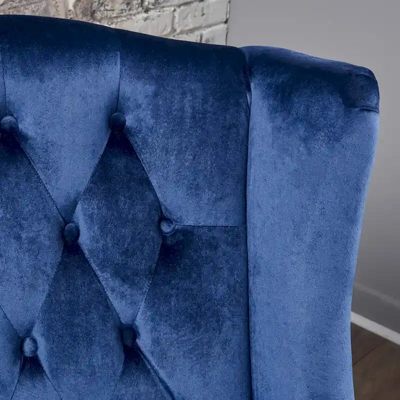 Fauteuil Club Chesterfield Capitonne Grand Dossier avec Pieds en Bois, Design Contemporain